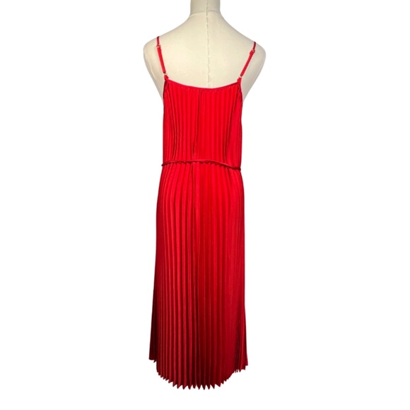 NWT Sam Edelman Pleated Red Dress With Tie At Waist (S) - Picture 4 of 9